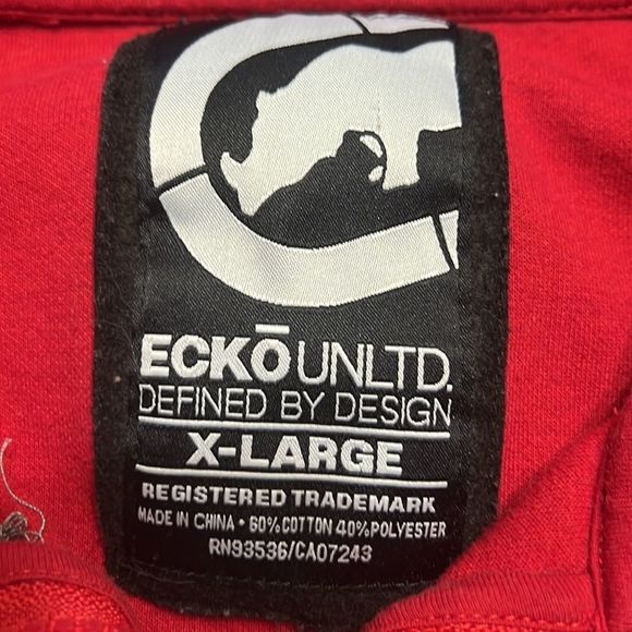 Ecko Unlimited Grey Red Trim Zip Up Sweatshirt Jacket Sz XL - Picture 3 of 10
